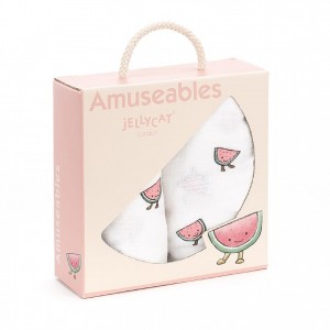 Jellycat Amuseable Watermelon Pair Of Muslins 70 CM X 70 CM | 28319ACVD