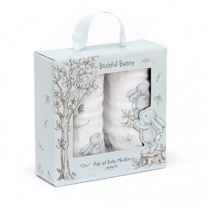 Jellycat Bashful Blue Bunny Pair Of Muslins 70 CM X 70 CM | 57834FEXZ