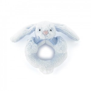 Jellycat Bashful Blue Bunny Ring Rattle 12 CM | 36142ASLC