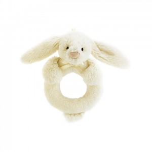 Jellycat Bashful Cream Bunny Ring Rattle 12 CM | 40963RTXI