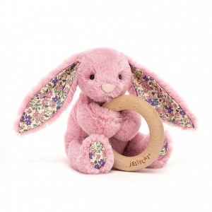 Jellycat Blossom Tulip Bunny Wooden Ring Toy 13 CM X 9 CM | 92685NJDZ