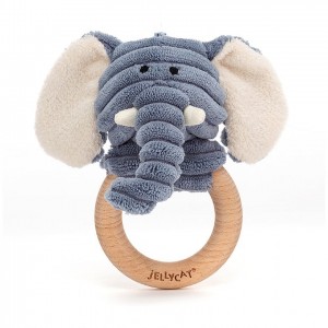 Jellycat Cordy Roy Baby Elephant Wooden Ring Toy 14 CM X 10 CM | 78253ZDJV