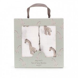 Jellycat Joey Giraffe Pair Of Muslins 70 CM X 70 CM | 39427QZCJ