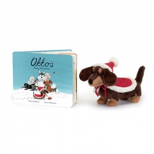 Jellycat Otto's Snowy Christmas Book & Winter Warmer Otto Sausage Dog | 15036QFHV