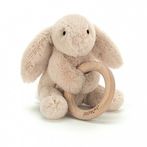 Jellycat Shooshu Bunny Wooden Ring Toy 14 CM X 11 CM | 36542SJCW