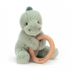 Jellycat Shooshu Dino Wooden Ring Toy 14 CM X 11 CM | 84613PURC