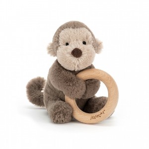 Jellycat Shooshu Monkey Wooden Ring Toy 14 CM X 11 CM | 90826VHEM