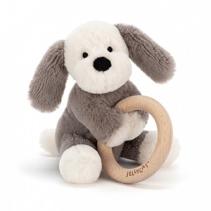 Jellycat Shooshu Puppy Wooden Ring Toy 14 CM X 11 CM | 14605FQMN