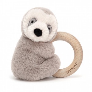 Jellycat Shooshu Sloth Wooden Ring Toy 14 CM X 11 CM | 53901IRWH