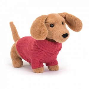 Jellycat Sweater Sausage Dog Pink 14 CM X 7 CM | 17508UMQT