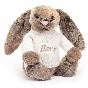 Medium Jellycat Bashful Cottontail Bunny with Personalised Cream Jumper 31 CM X 12 CM | 84021JFUM