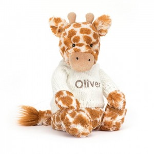 Medium Jellycat Bashful Giraffe with Personalised Cream Jumper 31 CM X 12 CM | 93678ZBCT