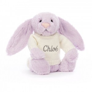 Medium Jellycat Bashful Lilac Bunny with Personalised Cream Jumper 31 CM X 12 CM | 82015SXPA
