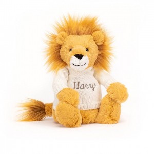 Medium Jellycat Bashful Lion with Personalised Cream Jumper 31 CM X 12 CM | 59430TAJN