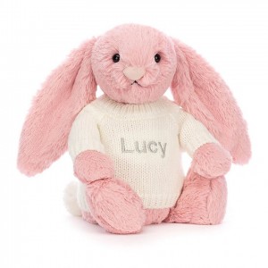 Medium Jellycat Bashful Petal Bunny with Personalised Cream Jumper 31 CM X 12 CM | 06527XGMV