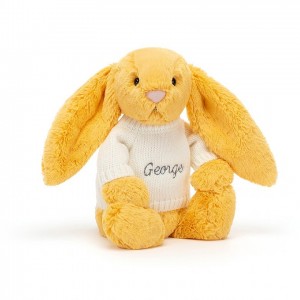 Medium Jellycat Bashful Sunshine Bunny with Personalised Cream Jumper 31 CM X 12 CM | 43908BKPI