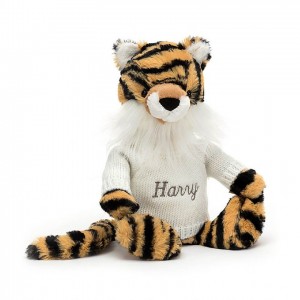 Medium Jellycat Bashful Tiger with Personalised Cream Jumper 31 CM X 12 CM | 61058JCQB