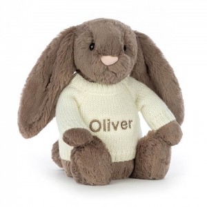 Medium Jellycat Bashful Truffle Bunny with Personalised Cream Jumper 31 CM X 12 CM | 25307EWOD