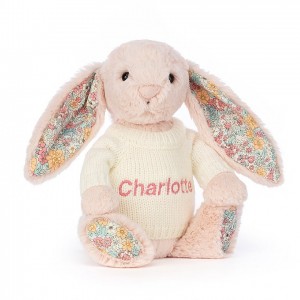 Medium Jellycat Blossom Blush Bunny with Personalised Cream Jumper 31 CM X 12 CM | 04958IGDV