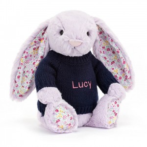 Medium Jellycat Blossom Jasmine Bunny with Personalised Navy Jumper 31 CM X 12 CM | 20135BOPU