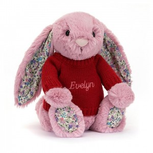 Medium Jellycat Blossom Tulip Bunny with Personalised Red Jumper 31 CM X 12 CM | 90354ZIDJ