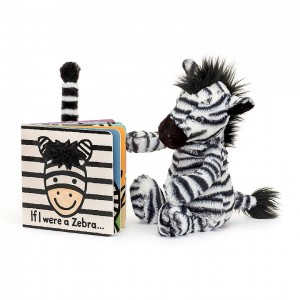 Medium Jellycat If I Were A Zebra Board Book and Bashful Zebra | 58173GXKQ