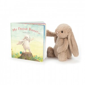 Medium Jellycat My Friend Bunny Book and Bashful Beige Bunny | 82675MXJS
