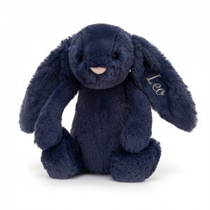 Medium Jellycat Personalised Bashful Navy Bunny 31 CM X 12 CM | 74905HRUI
